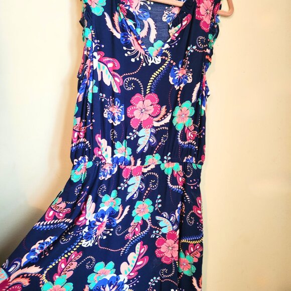 Talbots Navy Blue Floral Paisley Dress | Midi Dress | Size 10 - Picture 3 of 10